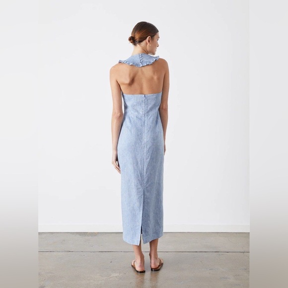 JOSLIN STUDIO Ava Halter Linen Midi Dress US6/UK10 $675 NEW! - Picture 3 of 10